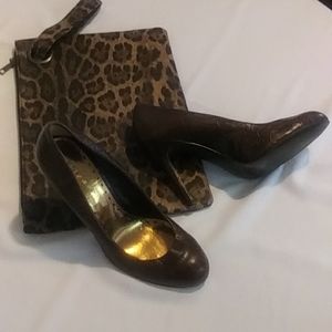 Women's clutch purse BCBG leopard